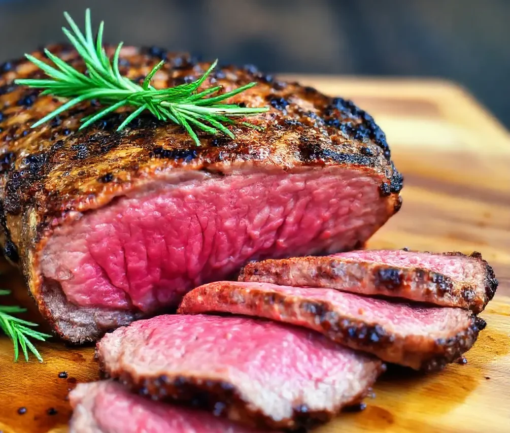Perfectly cooked ribeye roast recipe with a golden crust and tender, juicy center