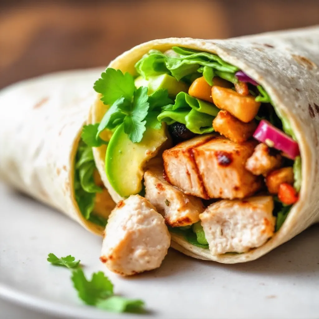 Chicken Avocado Wrap with fresh ingredients
