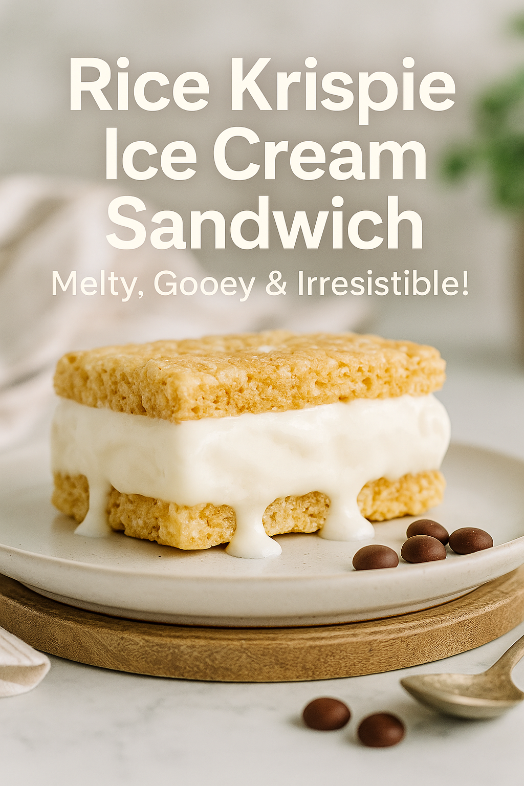 rice krispie ice cream sandwich on plate
